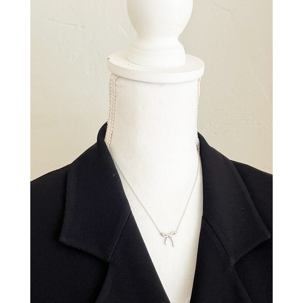 TIFFANY & Co. Sterling Silver Bow Necklace Pendant 925 Minimalist 16 Inch 925 - Picture 10 of 11